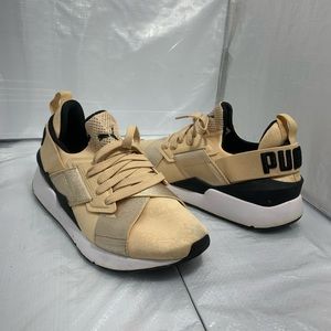 PUMA Muse Pink Black & Metallic Rose Gold Sneaker Running Shoes - Size 7